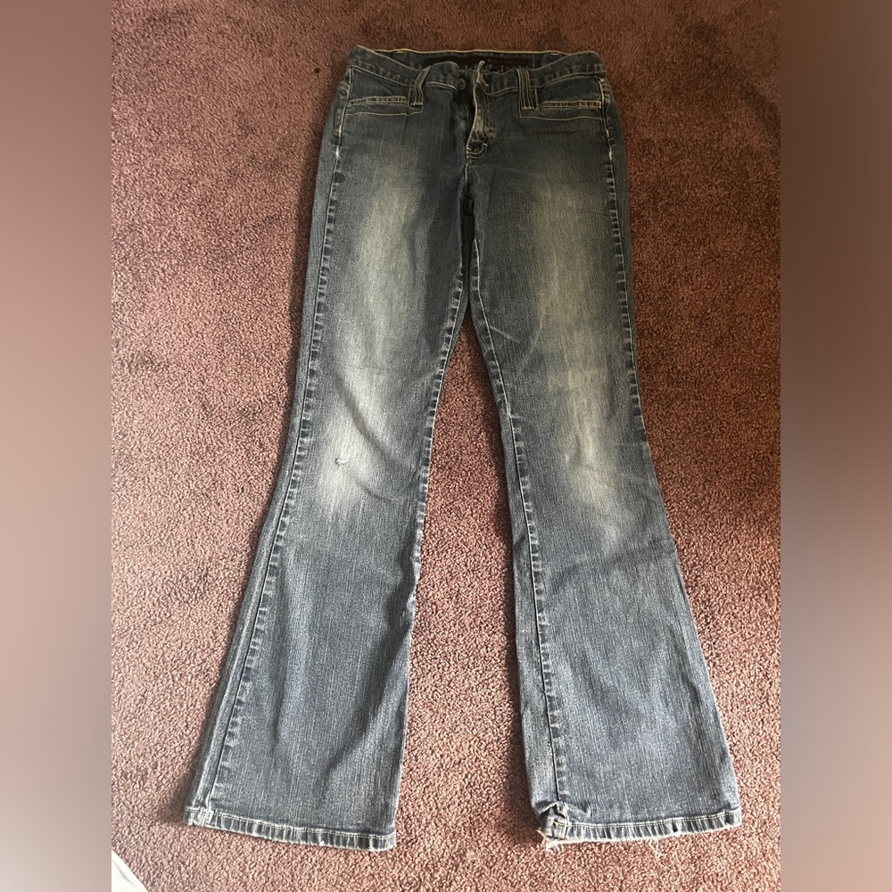 "Calvin Klein" womens/girls low waisted boot cut distressed y2k jeans